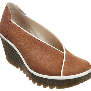 FLY London Leather Slip-on Wedge — Yuca